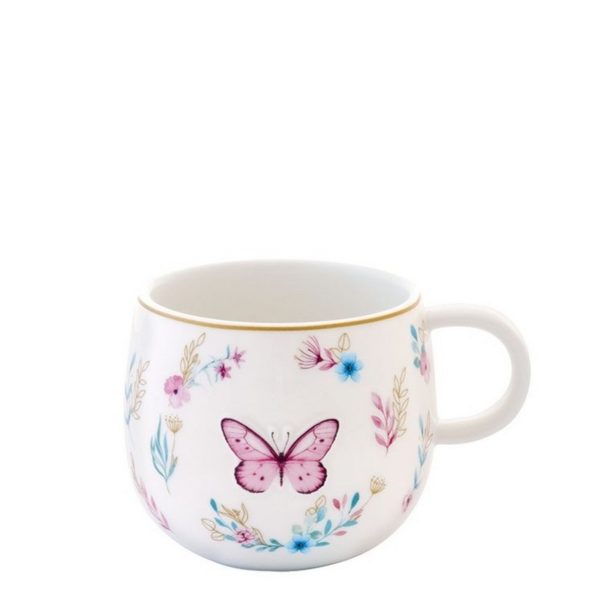 Easy Life Fansy Garden ανάγλυφη Κούπα 400 ml πορσελάνης butterfly