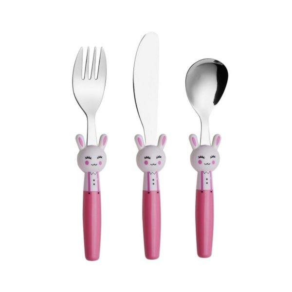 Cryspo Trio Pink Bunny Σετ 3 τεμ παιδικό μαχ/να ανοξείδωτα