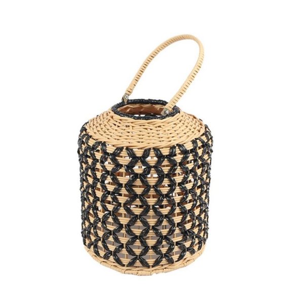 Espiel Rattan Φανάρι κυλινδρικό μπέζ /μαύρο 26Χ31 εκ