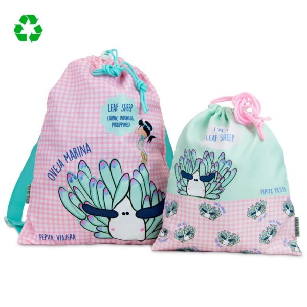 Pepita Kids Leaf Sheep Μαλακό Σακίδιο πλάτης & αδιάβροχο πουγκί φαγητού