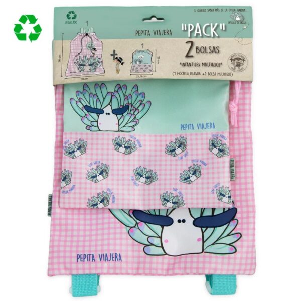 Pepita Kids Leaf Sheep Μαλακό Σακίδιο πλάτης & αδιάβροχο πουγκί φαγητού