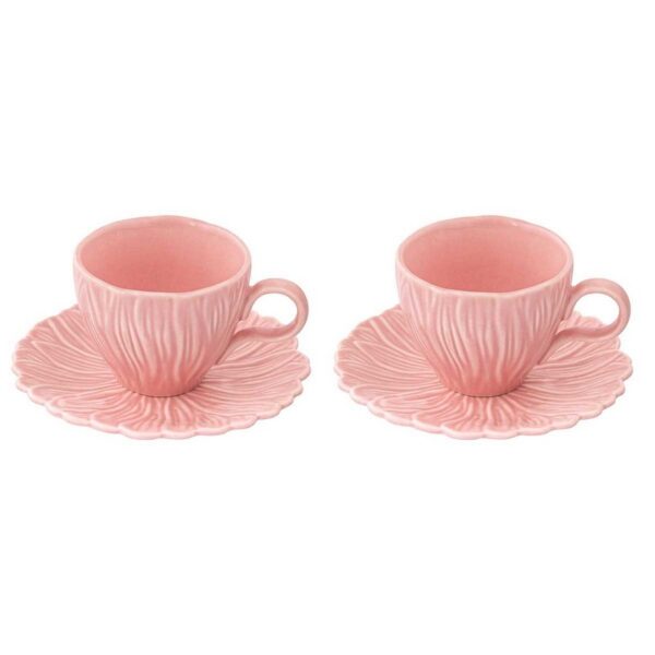 Easy Life Daisy Pink Σετ 2 τεμ Φλιτζάνια καφέ 80 ml πορσελάνης