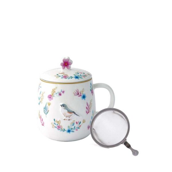 Easy Life Fansy Garden Κούπα 450 ml με καπάκι πορσελάνης bird
