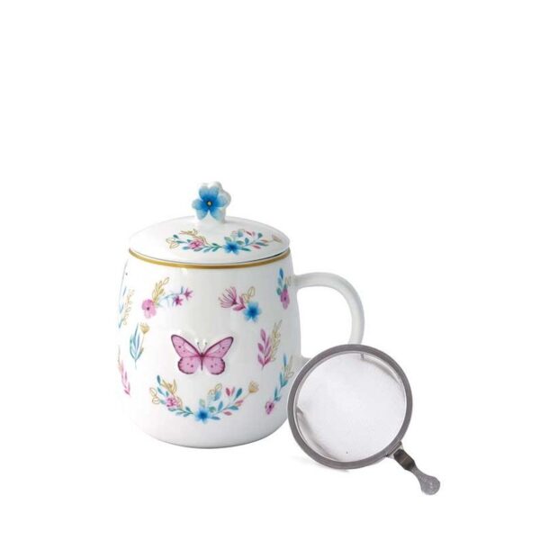 Easy Life Fansy Garden Κούπα 450 ml με καπάκι πορσελάνης butterfly