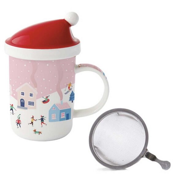 Easy Life Christmas Twist Κούπα με καπάκι & σουρωτήρι 350 ml πορσελάνης
