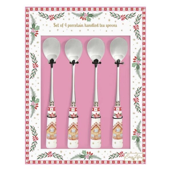 Easy Life Sweet Christmas Σετ 4 τεμ Κουταλάκια με λαβή πορσελάνης
