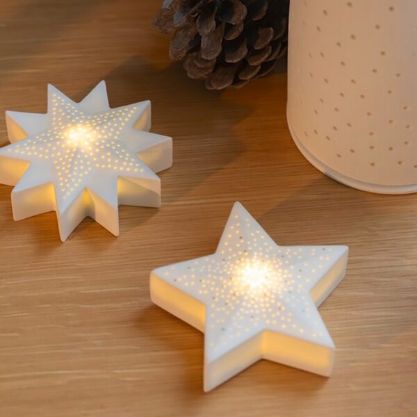 Rader Double Star Led Κηροπήγιο 10 εκ πορσελάνης