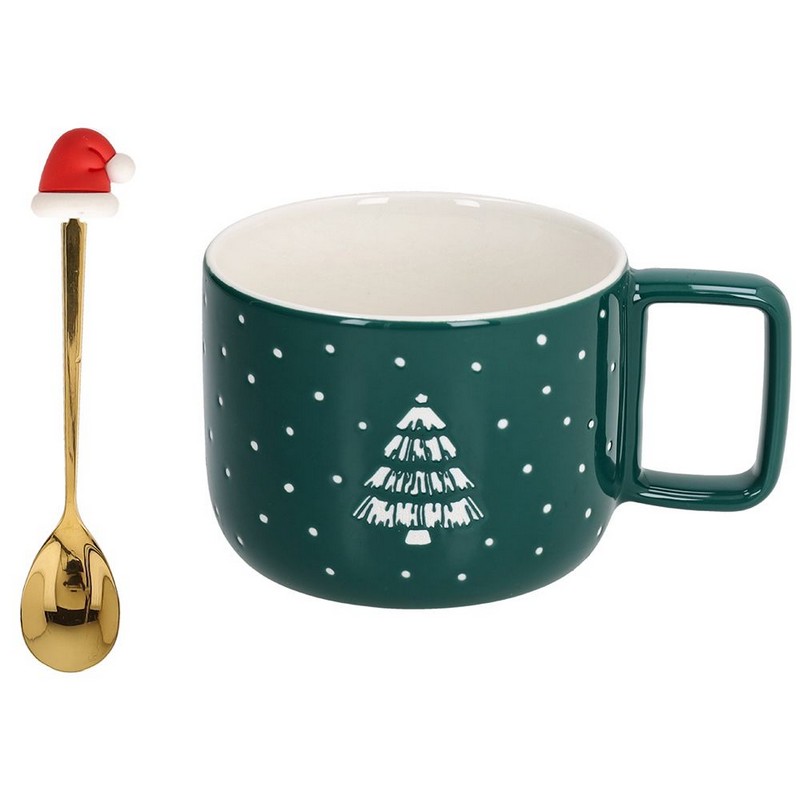 Tognana Holiday Blend Green Κούπα & κουταλάκι 420 ml πορσελάνης Tognana Holiday Blend Green Κούπα & κουταλάκι 420 ml πορσελάνης