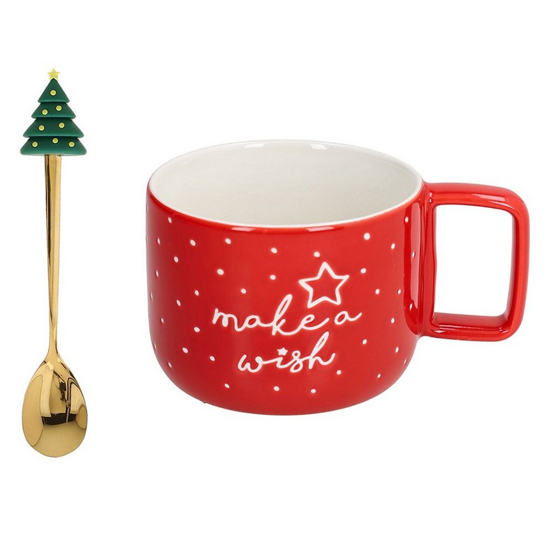 Tognana Holiday Blend Red Κούπα & κουταλάκι 420 ml πορσελάνης Tognana Holiday Blend Red Κούπα & κουταλάκι 420 ml πορσελάνης