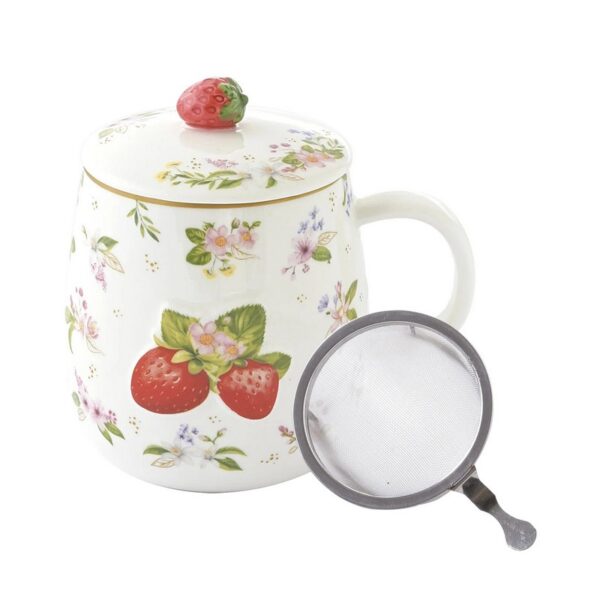 Easy Life Fancy Fruit Κούπα 450 ml με καπάκι πορσελάνης Strawberry