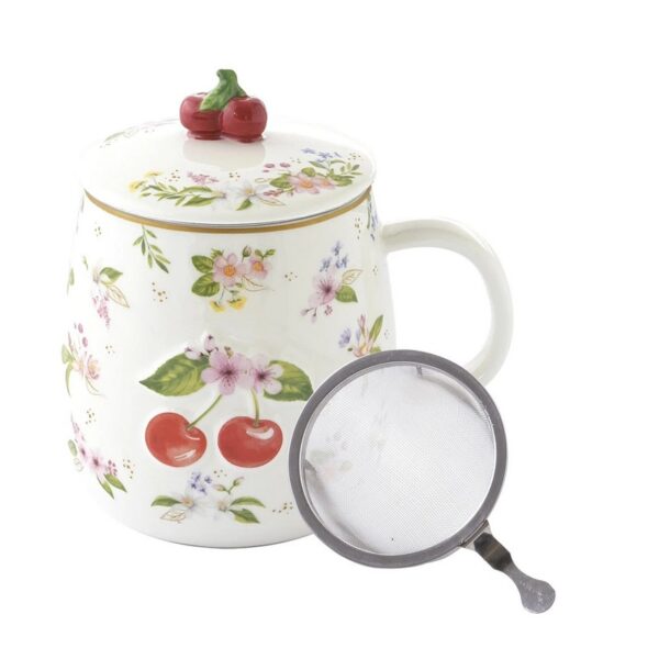 Easy Life Fancy Fruit Κούπα 450 ml με καπάκι πορσελάνης cherry