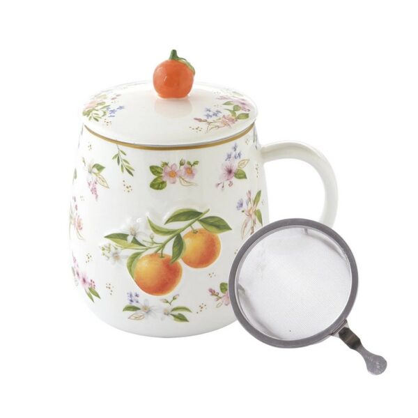 Easy Life Fancy Fruit Κούπα 450 ml με καπάκι πορσελάνης apricot