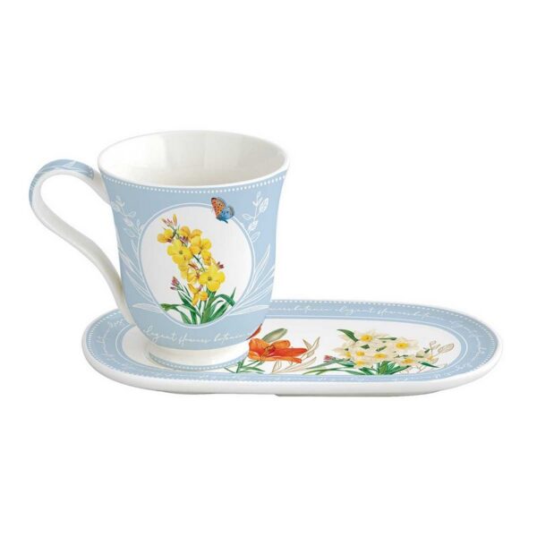 Easy Life Royal Blossom Κούπα με Πιάτο 350 ml πορσελάνης