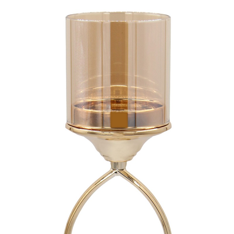 Keskor Κηροπήγιο με Γυαλί 52 εκ. Επίχρυσο μεταλλικό Keskor Κηροπήγιο με Γυαλί 52 εκ. Επίχρυσο μεταλλικό