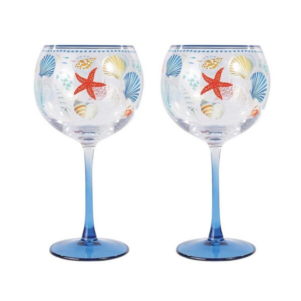 Easy Life Sea Breeze Σετ 2 τεμ Ποτήρια Κολονάτα 500 ml γυάλινο