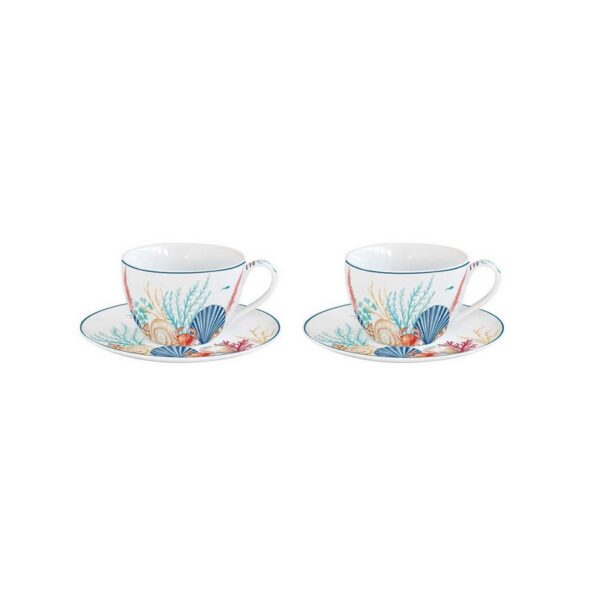 Easy Life Sea Breeze Σετ 2 τεμ Φλιτζάνια/Πιατάκια 110 ml γυάλινα