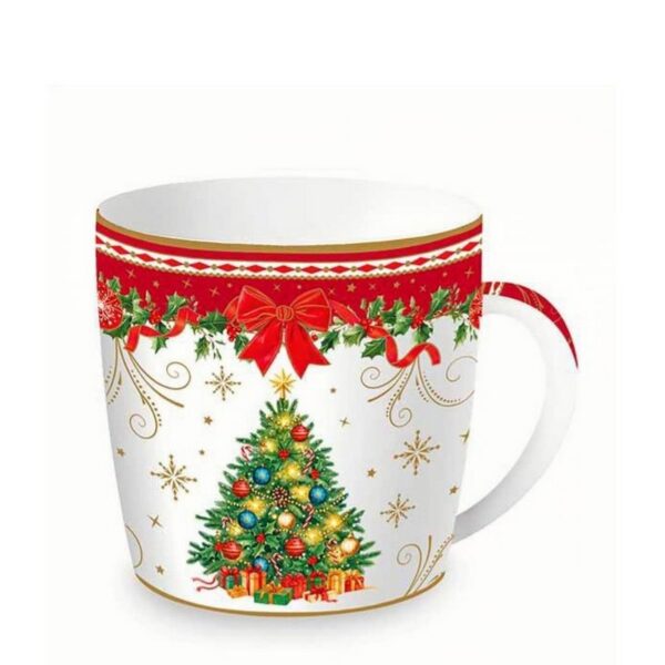 Easy Life Christmas Heritage "Δέντρο" Κούπα 350 ml σε μεταλλικό κουτί πορσελάνης