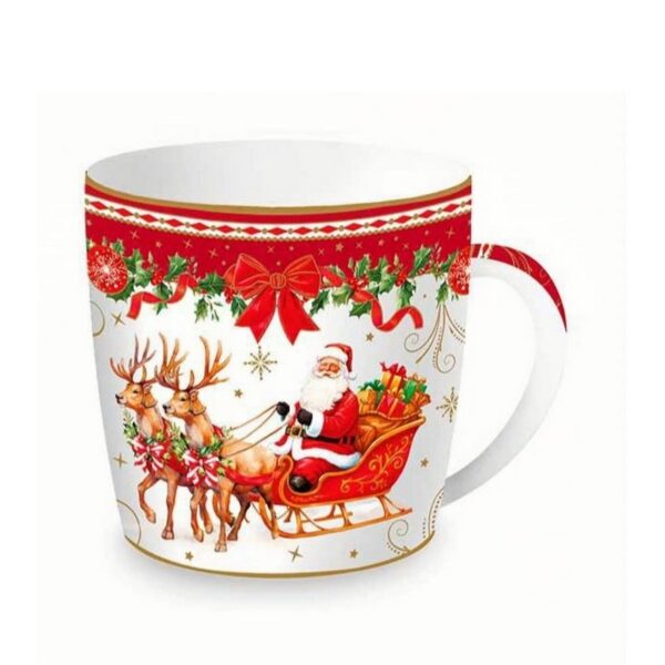 Easy Life Christmas Heritage "Έλκηθρο" Κούπα 350 ml σε μεταλλικό κουτί πορσελάνης