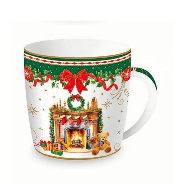 Easy Life Christmas Heritage "Τζάκι" Κούπα 350 ml σε μεταλλικό κουτί πορσελάνης