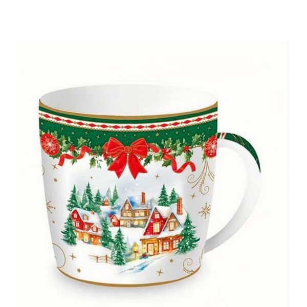 Easy Life Christmas Heritage "Τοπίο" Κούπα 350 ml σε μεταλλικό κουτί πορσελάνης