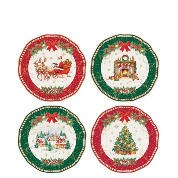 Easy Life Christmas Heritage Σετ 4 τεμ Πιάτο Φρούτου 20 εκ πορσελάνης