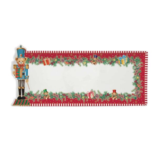 Easy Life Christmas Teddy Πιατέλα Ορθογώνια 36Χ16 εκ πορσελάνης