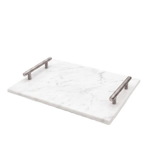 Georgiou Marble Δίσκος 37Χ26 εκ μάρμαρο ασημί