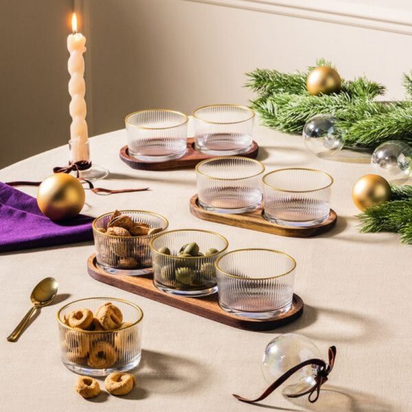 Tognana Gold Glass Ορντεβιέρα 3 τεμ Ξύλο & γυαλί